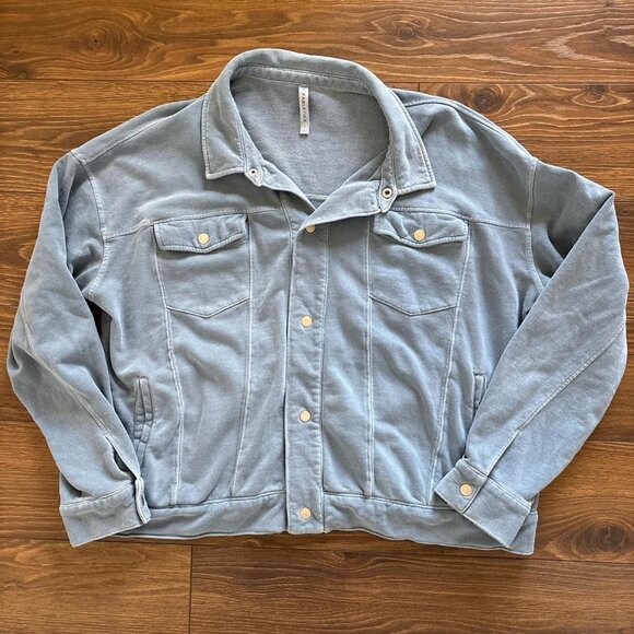 Fabletics blue 100% cotton button up shacket with pockets Size L womens - Picture 6 of 8